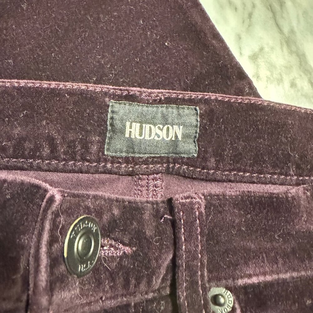 HUDSON Nico Midrise Velvet Skinny Jeans in Dark Plum - Picture 4 of 12